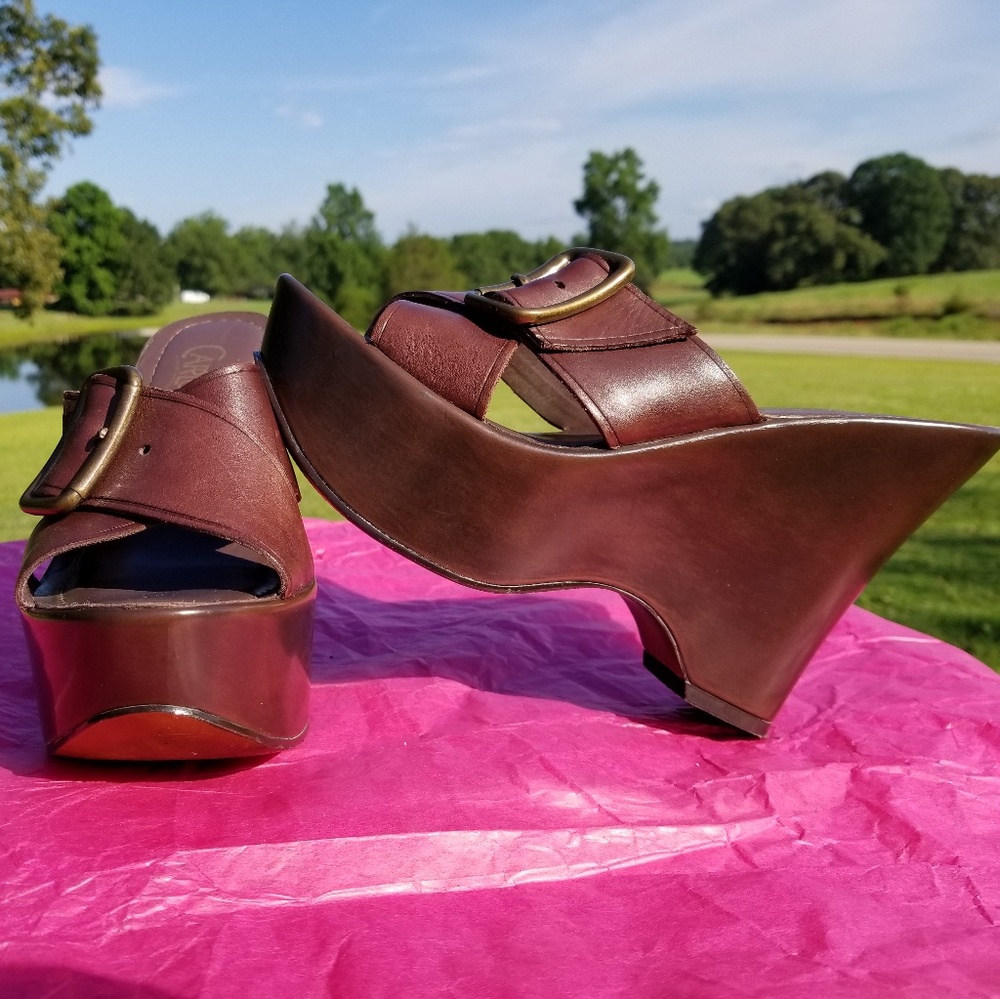 Carlos Santana Wonder Leather Platform Wedges